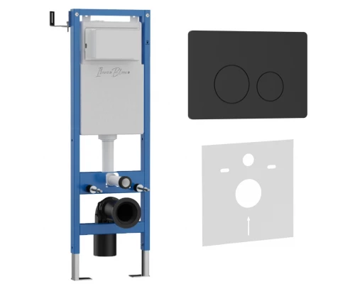Комплект 2в1 IBERICA BLANCA инсталляция SILENCIO MINI, кнопка смыва INOX-O черный матовый (IB.001M.812)