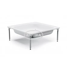 ANTIKA Поддон душевой стальной эмалированный 80х80х15 см., слив D-52мм., с подставкой