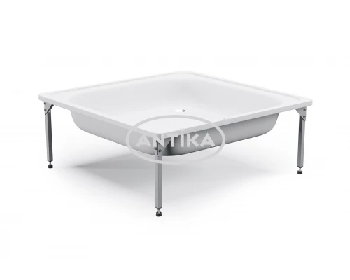 ANTIKA Поддон душевой стальной эмалированный 80х80х15 см., слив D-52мм., с подставкой