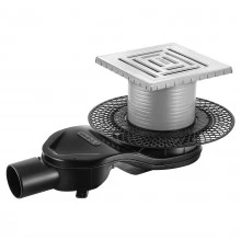 Трап водосток PLATZ Uno 150х150, матовый хром, S-сифон D50 H60 боковой, BERGES