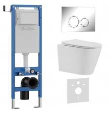 Комплект 3в1 IBERICA BLANCA инсталляция SILENCIO MINI, унитаз BURGOS ALTO белый, кнопка смыва ESTI-O хром глянцевый (IB.001M.BRA.231.823)