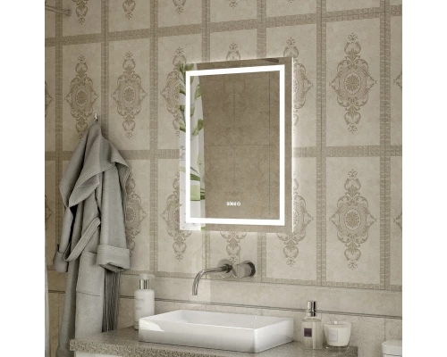 Зеркало Verte LED с часами 500x700