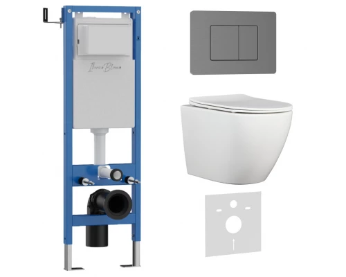 Комплект 3в1 IBERICA BLANCA инсталляция SILENCIO MINI, унитаз BILBAO ALTO белый, кнопка смыва INOX-C вороненая сталь (IB.001M.BLA.234.1180)