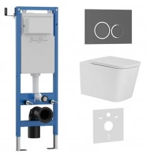 Комплект 3в1 IBERICA BLANCA инсталляция SILENCIO MINI, унитаз TOLEDO ALTO белый, кнопка смыва ESTI-O серый матовый (IB.001M.TLA.234.827)