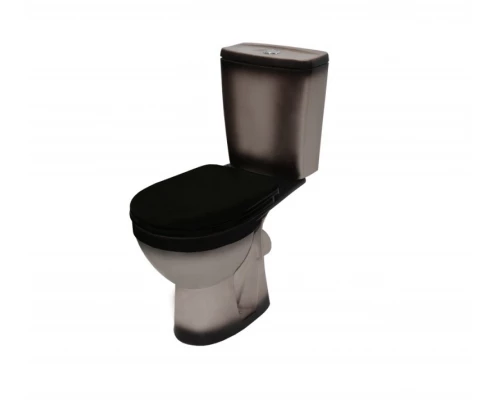РИО Унитаз-компакт горизонт. вып., 2-х реж. арматура "Уклад", сид. полипр. "Уклад", черный, ROSA