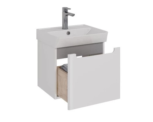 Тумба Lemark BUNO MINI 45 см под 1 раковину, подвесная, 1 ящик, цвет планки: Серый, цвет корпуса, фа
