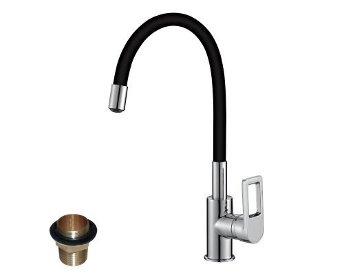 Z35 Смеситель для кухни, гиб.цвет.излив 216мм, р/ОД, хром/черный, ROS, Z35-35U-Black