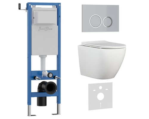 Комплект 3в1 IBERICA BLANCA инсталляция SILENCIO MINI, унитаз BILBAO ALTO белый, кнопка смыва ESTI-O хром матовый (IB.001M.BLA.231.823)