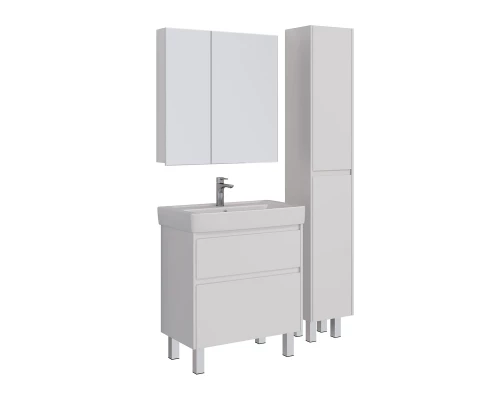 Шкаф зеркальный Lemark UNIVERSAL 80х80 см 2-х дверный, цвет корпуса: Белый глянец