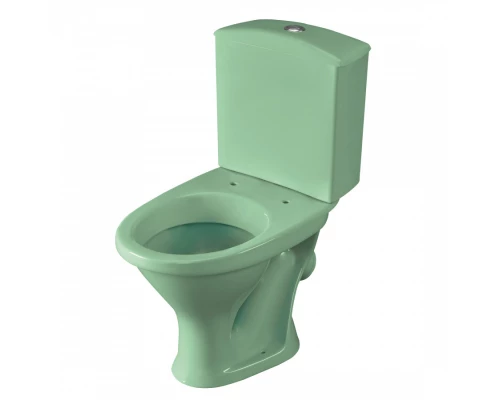Унитаз-компакт "Вест" косой выпуск, с кнопочной арматурой и сиденьем, салатовый SANTERI
