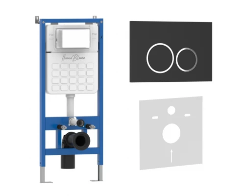 Комплект 2в1 IBERICA BLANCA инсталляция SILENCIO, кнопка смыва ESTI-O черный матовый (IB001.822)