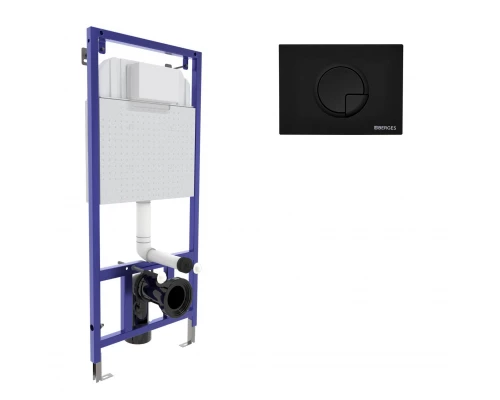 Инсталляция  для скрытого монтажа унитаза NOVUM кнопка R5 Soft Touch, черная, BERGES