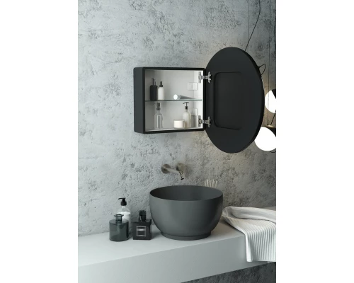 Зеркало-шкаф Torneo Black LED d 600 с подсветкой