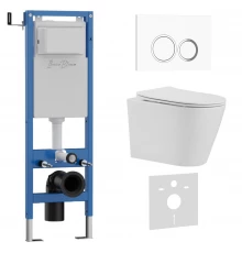 Комплект 3в1 IBERICA BLANCA инсталляция SILENCIO MINI, унитаз BURGOS ALTO белый, кнопка смыва ESTI-O белый глянцевый (IB.001M.BRA.231.821)