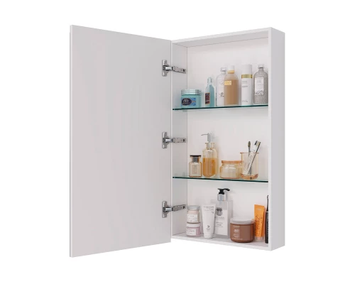 Шкаф зеркальный Lemark UNIVERSAL 45х80 см 1 дверный, петли слева, цвет корпуса: Белый глянец