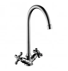 H02 Смеситель для кухни, выс.пов.излив 165мм, р/ДВ, хром, ROS, H02-72R