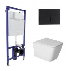 Комплект: инсталляция NOVUM кнопка L5 Soft Touch черная, унитаз SIGMA Rimless 52 см, сиденье дюропла