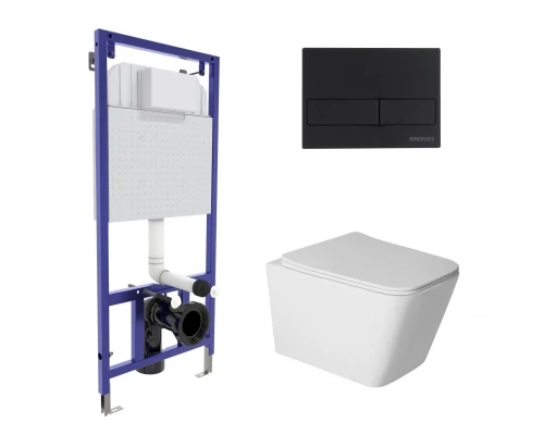 Комплект: инсталляция NOVUM кнопка L5 Soft Touch черная, унитаз SIGMA Rimless 52 см, сиденье дюропла