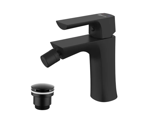 Ursus Смеситель для биде, пов.аэратор 130мм дон.клап.Click/Clack, р/ОД, черный, LM, LM7208BL