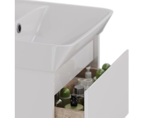 Тумба Lemark COMBI 50 см под 1 раковину, подвесная/напольная, 2 ящика, цвет корпуса, фасада: Белый г