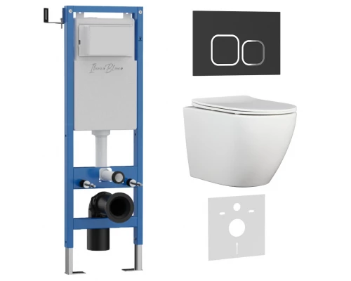 Комплект 3в1 IBERICA BLANCA инсталляция SILENCIO MINI, унитаз BILBAO ALTO белый, кнопка смыва ESTI-Q черный матовый (IB.001M.BLA.231.832)