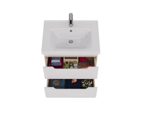 Тумба Lemark OLIVIA 65 см под 1 раковину, подвесная, 2 ящика, цвет корпуса: Дуб кантри, цвет фасада: