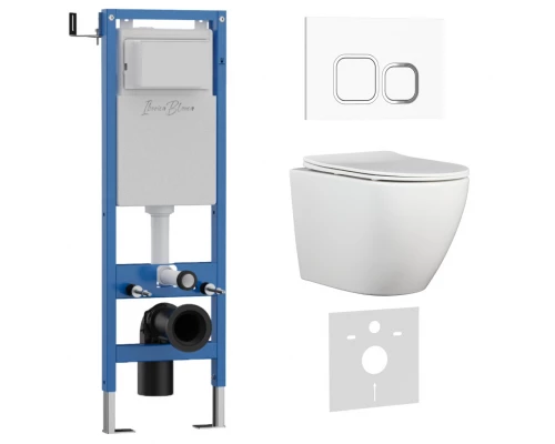 Комплект 3в1 IBERICA BLANCA инсталляция SILENCIO MINI, унитаз BILBAO ALTO белый, кнопка смыва ESTI-Q белый глянцевый (IB.001M.BLA.231.831)