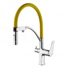 Comfort Смеситель для кухни, гиб.излив 206мм фильтр.воды, р/ОД, хром/желтый, LM, LM3074C-Yellow