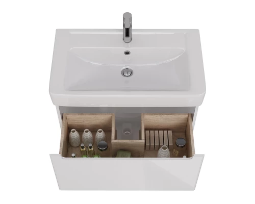 Тумба Lemark BUNO MINI 80 см под 1 раковину, подвесная, 1 ящик, цвет планки: Серый, цвет корпуса, фа