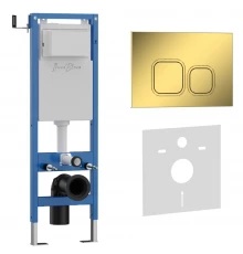 Комплект 2в1 IBERICA BLANCA инсталляция SILENCIO MINI, кнопка смыва ESTI-Q золото глянцевое (IB.001M.836)