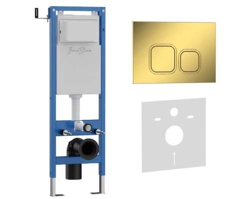 Комплект 2в1 IBERICA BLANCA инсталляция SILENCIO MINI, кнопка смыва ESTI-Q золото глянцевое (IB.001M.836)