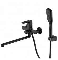 Ursus Смеситель для ванны,монолит.изилв 350мм,р/ОД,черный, LM, LM7251BL