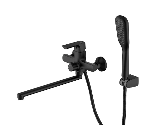 Ursus Смеситель для ванны,монолит.изилв 350мм,р/ОД,черный, LM, LM7251BL