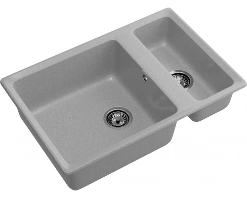 GRANFEST Мойка композит LEVEL, GF-LV-760K, 1.5-чаши 760*500, серый