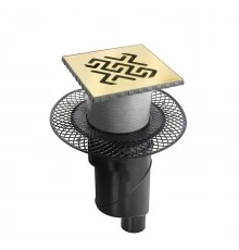 Трап водосток PLATZ Antik 150х150, бронза, S-сифон D50/105 H50 вертикальный, BERGES