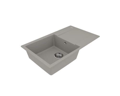 Кухонная мойка Lemark IMANDRA 840 врезная прямоугольная с крылом из кварцгранита, Грей