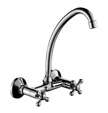 G02 Смеситель для кухни, пов.излив 193мм на стену, р/ДВ, хром, ROS, G02-73