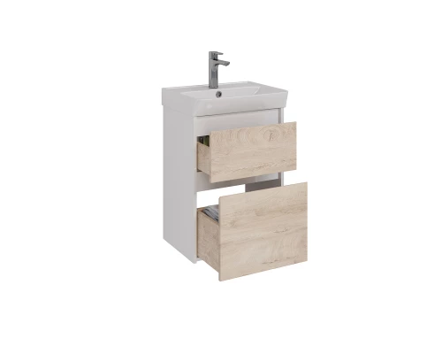 Тумба Lemark COMBI 50 см под 1 раковину, подвесная/напольная, 2 ящика, цвет фасада: Дуб кантри, цвет