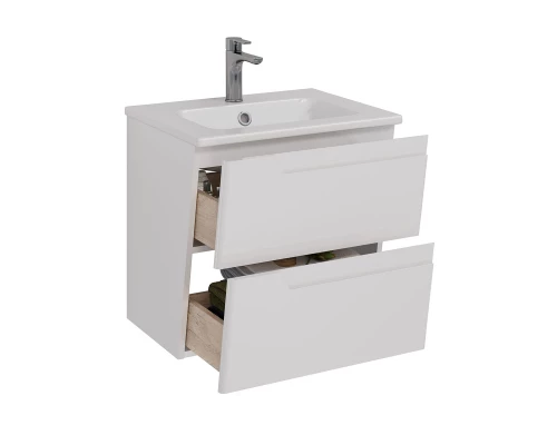 Тумба Lemark MIANO 60 см под 1 раковину, подвесная, 2 ящика, цвет корпуса, фасада: Белый глянец