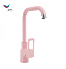 Коттедж Смеситель для мойки с высоким  изливом, одноручный, розовый,  СЛАВЕН, СЛ-ОД-Д90