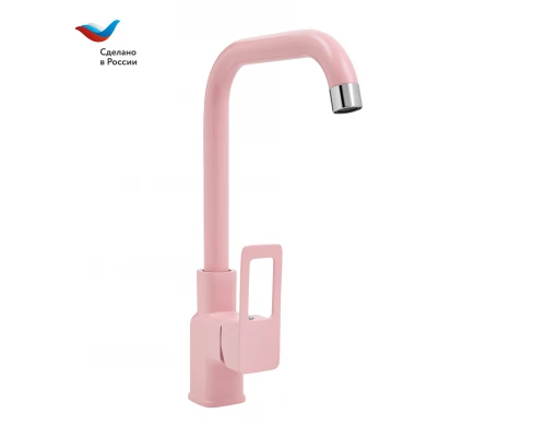 Коттедж Смеситель для мойки с высоким  изливом, одноручный, розовый,  СЛАВЕН, СЛ-ОД-Д90