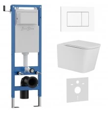 Комплект 3в1 IBERICA BLANCA инсталляция SILENCIO MINI, унитаз TOLEDO ALTO белый, кнопка смыва ESTI-S белый глянцевый (IB.001M.TLA.234.855)