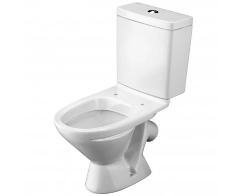 ЛИГА Унитаз-компакт, косой выпуск, 2-х режимная арматура, сиденье дюропласт Dino Plast, САНТЕК 