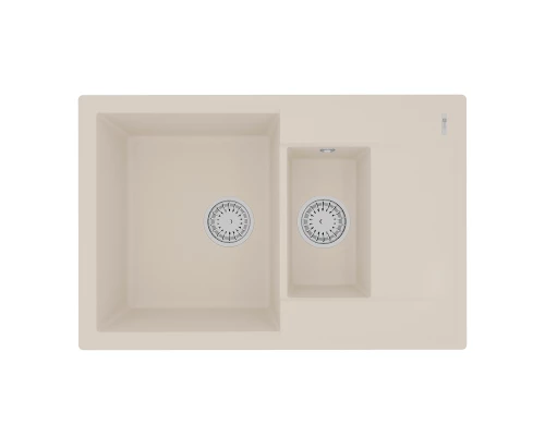 Кухонная мойка Lemark RAMZA 760 врезная прямоугольная с доп.чашей и крылом из кварцгранита, Шампань 