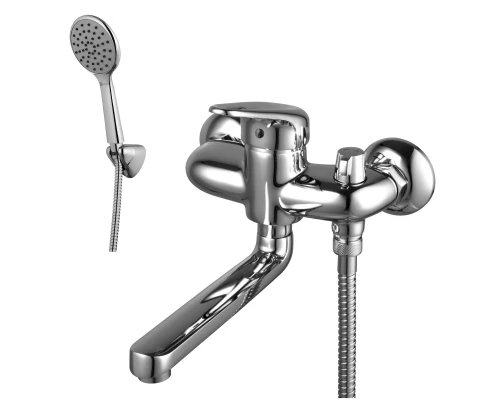 Luna Смеситель для ванны, плоск.пов.излив 240мм боковой дивертор лейка, р/ОД, хром, LM, LM4114C