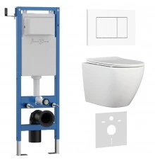 Комплект 3в1 IBERICA BLANCA инсталляция SILENCIO MINI, унитаз BILBAO ALTO белый, кнопка смыва ESTI-S белый глянцевый (IB.001M.BLA.234.855)