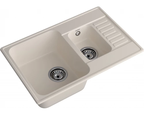 GranFest QUARZ (ECO-21К) Мойка 1.5-чаш+кр. 740*480 (белый)