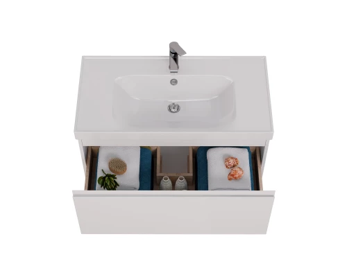 Тумба Lemark VEON MINI 90 см под 1 раковину, подвесная, с 1 ящик, цвет корпуса, фасада: Белый глянец