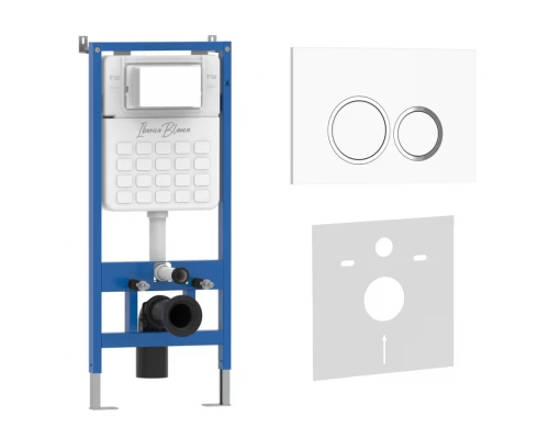 Комплект 2в1 IBERICA BLANCA инсталляция SILENCIO, кнопка смыва ESTI-O белый глянцевый (IB001.821)