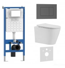 Комплект 3в1 IBERICA BLANCA инсталляция SILENCIO, унитаз BURGOS ALTO белый, кнопка смыва ESTI-S серый матовый (IB001.BRA.231.856)